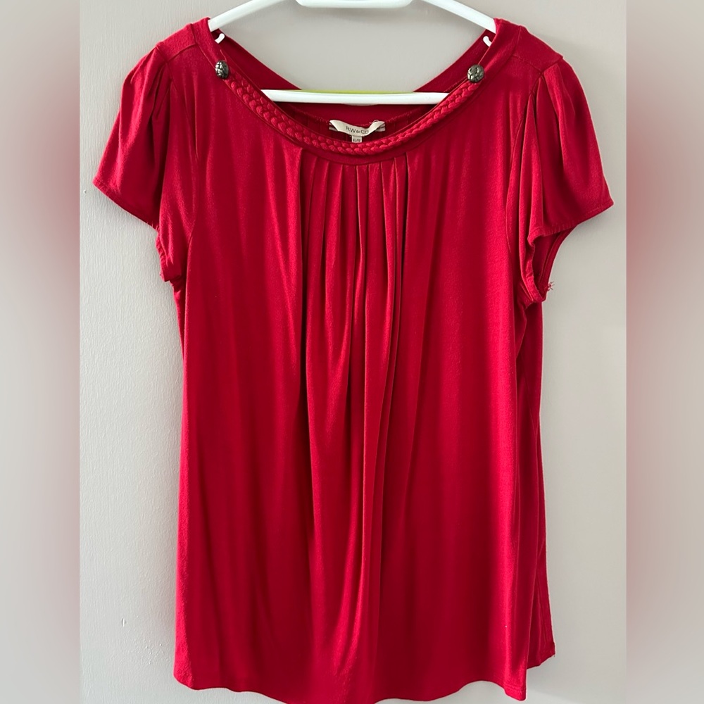 RW&Co Red Tee with detailed neck line XL